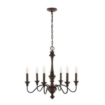 Oakley 25" Midcentury Farmhouse Iron LED Chandelier - JONATHAN Y